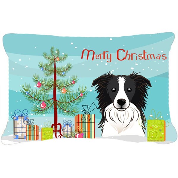 Carolines Treasures Christmas Tree & Border Collie Fabric Decorative Pillow CA78576